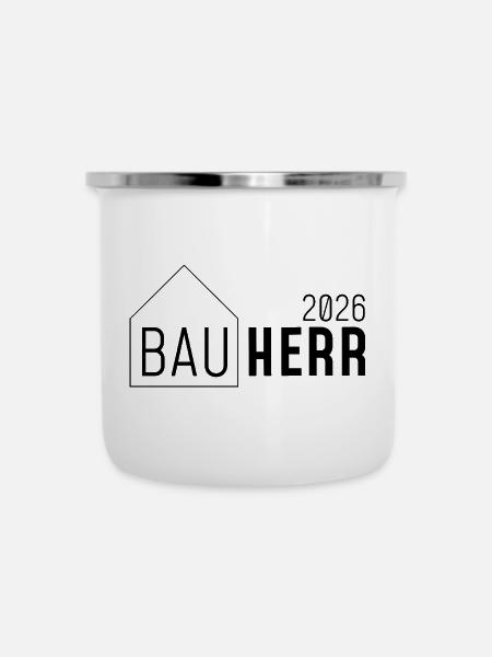 Bauherr mit Haus 2026 - Emaille-Tasse - Weiß
