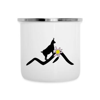 Berge, Gams und Edelweiß - Emaille-Tasse - Weiß - Vorne