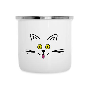 Funny cute cat - Tasse émaillée - blanc - Devant