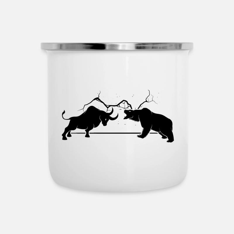 Bull vs Bear - Camper Mug - white
