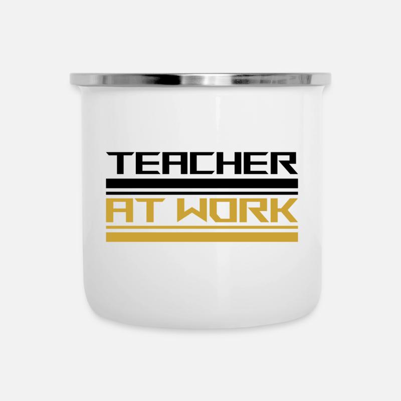 Teacher at work black - Camper Mug - white