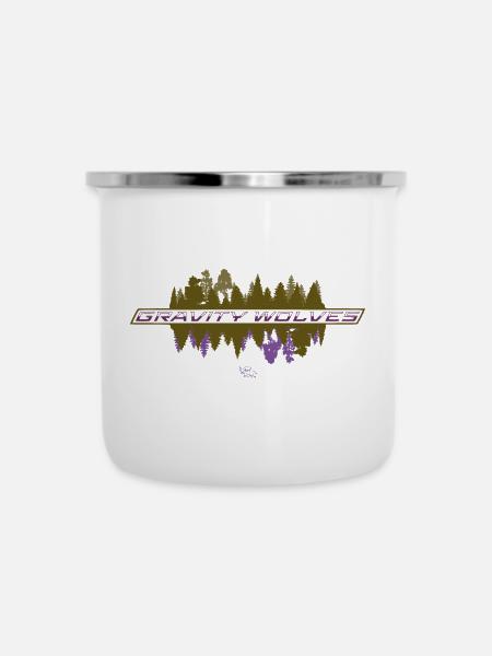 Gravity Wolves Woods reflected - Emaille-Tasse - Weiß