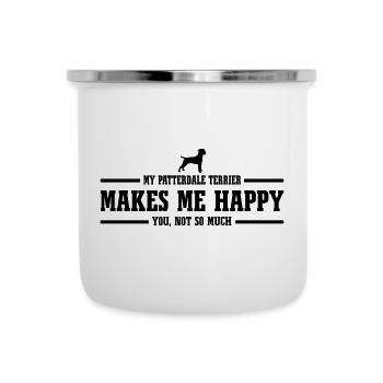 PATTERDALE TERRIER makes me happy - Emaille-Tasse - Weiß - Vorne