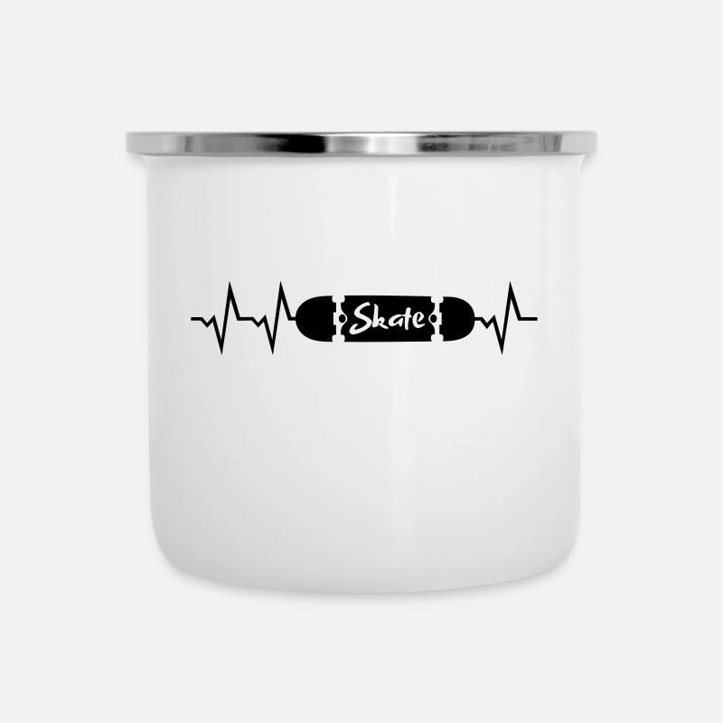 Skateboard Herzschlag 2farbig - Emaille-Tasse - Weiß