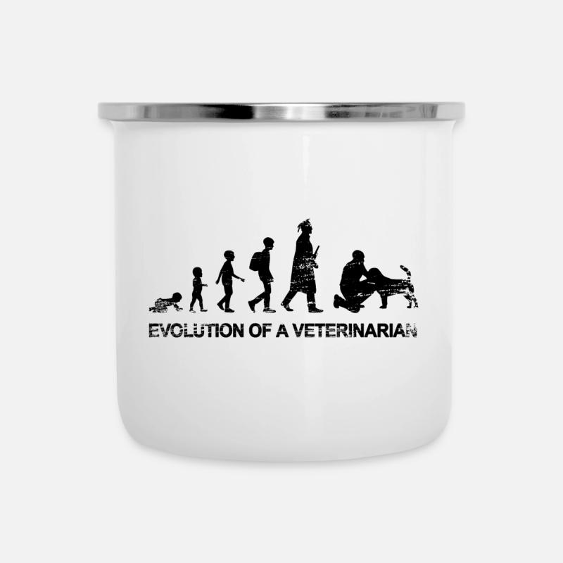 Evolution eines Tierarztes - Emaille-Tasse - Weiß