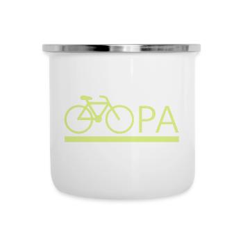 bester Opa Fahrrad Mountainbike Radeln Kritzeln - Emaille-Tasse - Weiß - Vorne