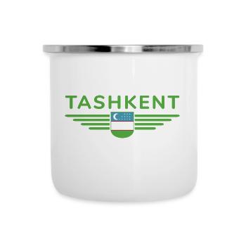 Taschkent T-Shirt – Usbekistans Herz - Emaille-Tasse - Weiß - Vorne