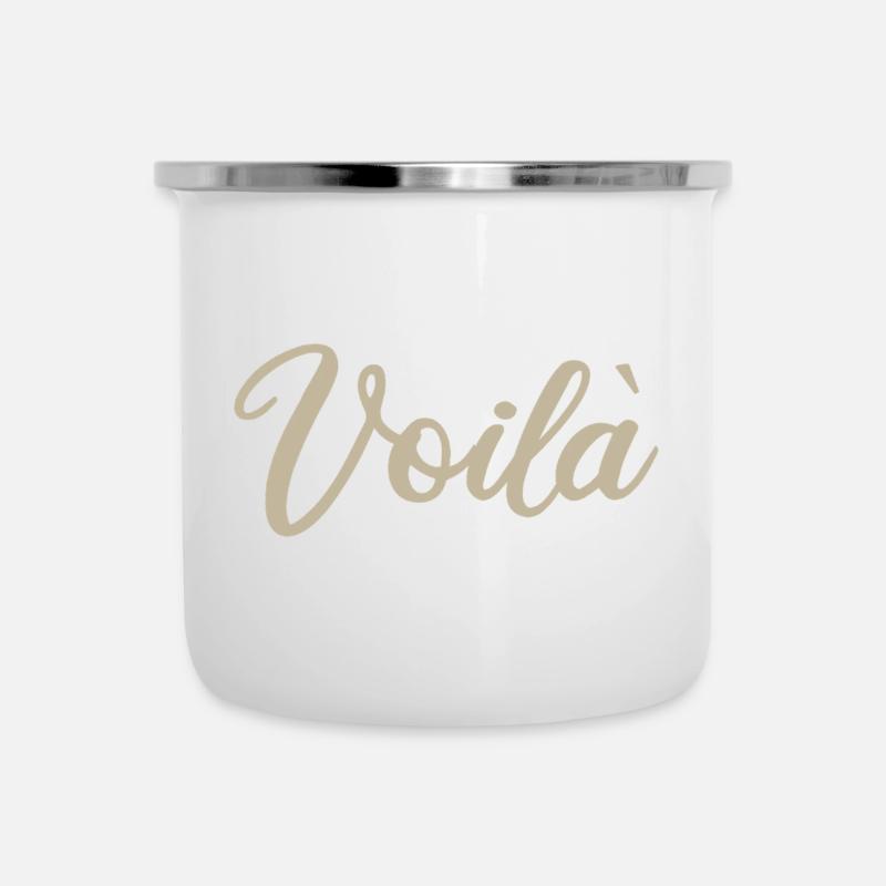 Voila Handlettered Script Design - Emaille-Tasse - Weiß