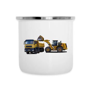 Lastwagen mit Radlader - Emaille-Tasse - Weiß - Vorne