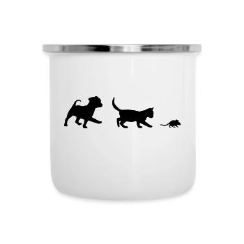 Cute Dog, Cat and Mouse - Tasse émaillée - blanc - Devant