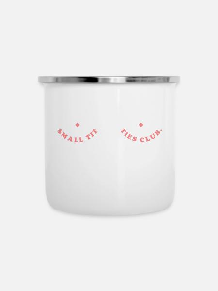 small titties club. - Emaille-Tasse - Weiß