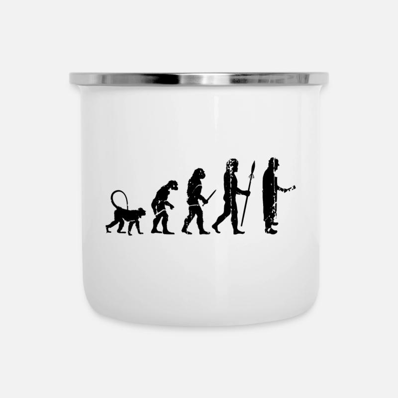 Fleischer Evolution - Emaille-Tasse - Weiß