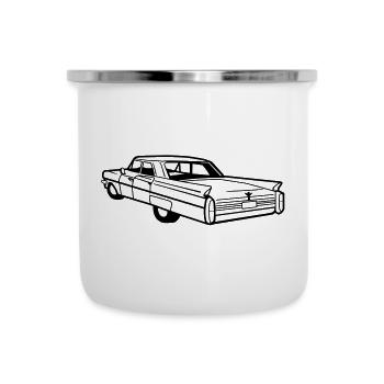Caddy Vektor - Oldtimer, Low Rider - Emaille-Tasse - Weiß - Vorne