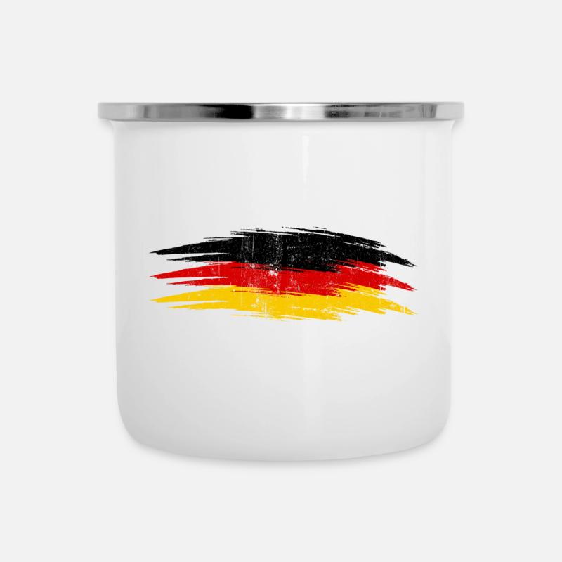 Deutsche Flagge Pinsel - Emaille-Tasse - Weiß