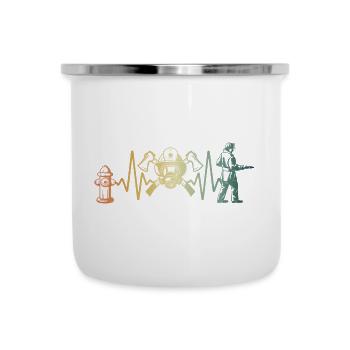 Feuerwehrmann Feuerwehr Herzschlag - Emaille-Tasse - Weiß - Vorne