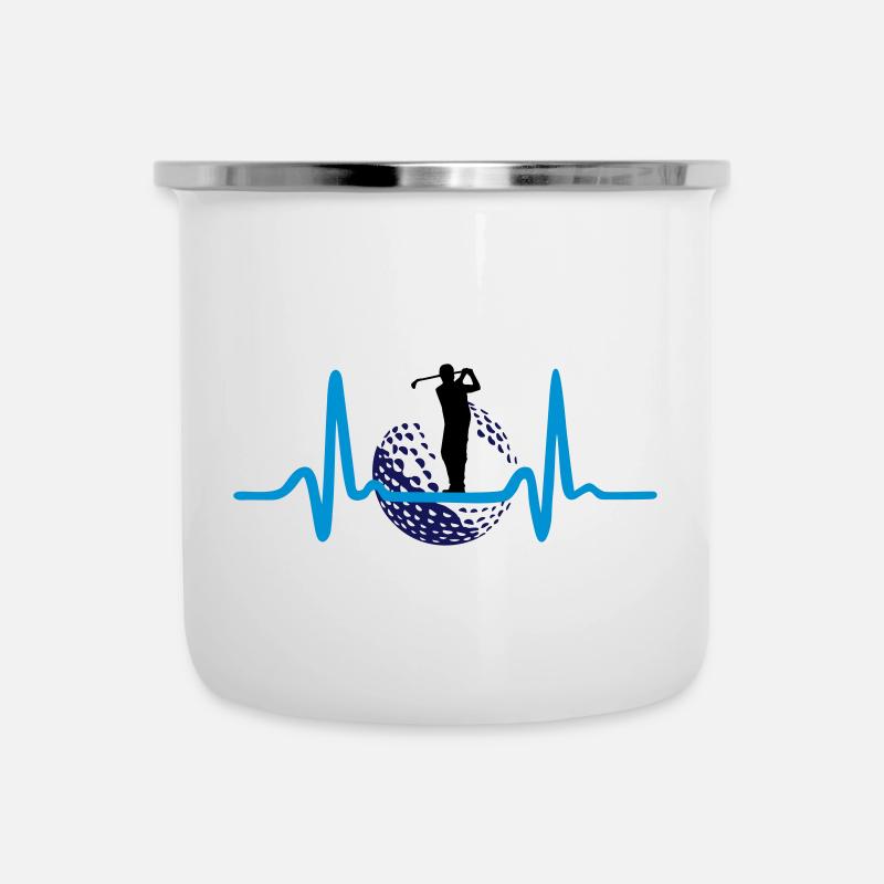 Golf, Golfer and Heartbeat - Camper Mug - white