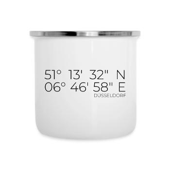 Koordinaten Düsseldorf - Emaille-Tasse - Weiß - Vorne