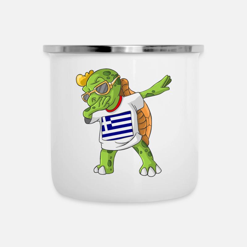Greece Dabbing turtle - Camper Mug - white