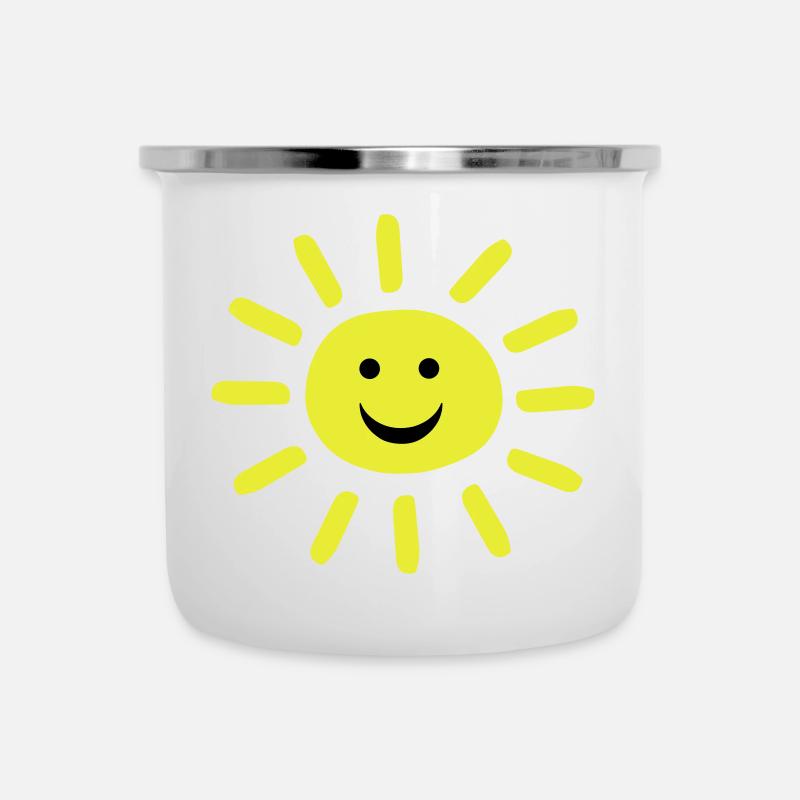 Smiley Summer Sun - Emaille-Tasse - Weiß
