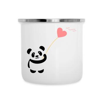 panda herz niedlich luftballon bär groß dick kusch - Emaille-Tasse - Weiß - Vorne