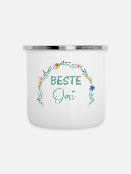 Beste Omi! - Emaille-Tasse - Weiß