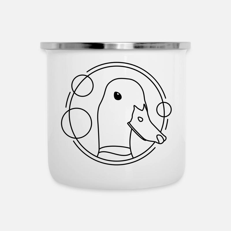 Ente im geometrischen Design - Emaille-Tasse - Weiß