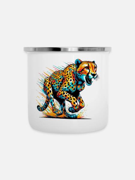 Gepard - Emaille-Tasse - Weiß