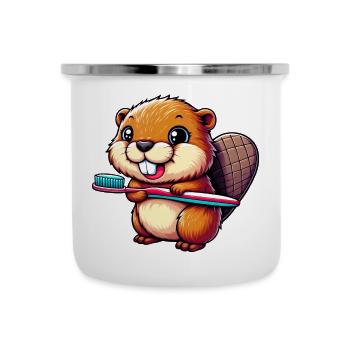 Bieber - Emaille-Tasse - Weiß - Vorne