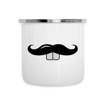 Schnurrbart mit Hasenzähne - Emaille-Tasse - Weiß - Vorne