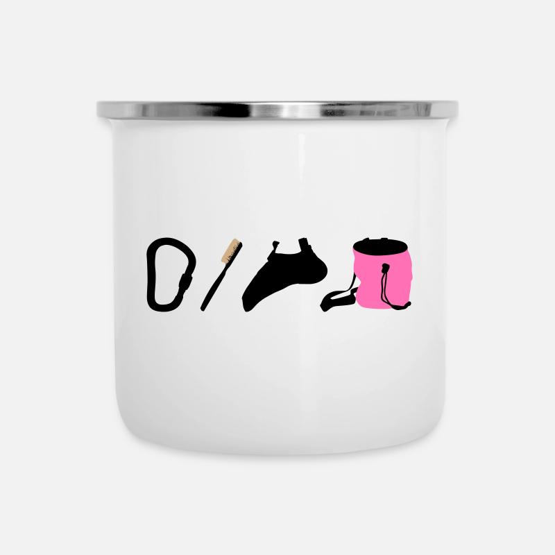 Logo d’escalade Emblème de bloc Chaussures d’escalade Brosse - Tasse émaillée - blanc