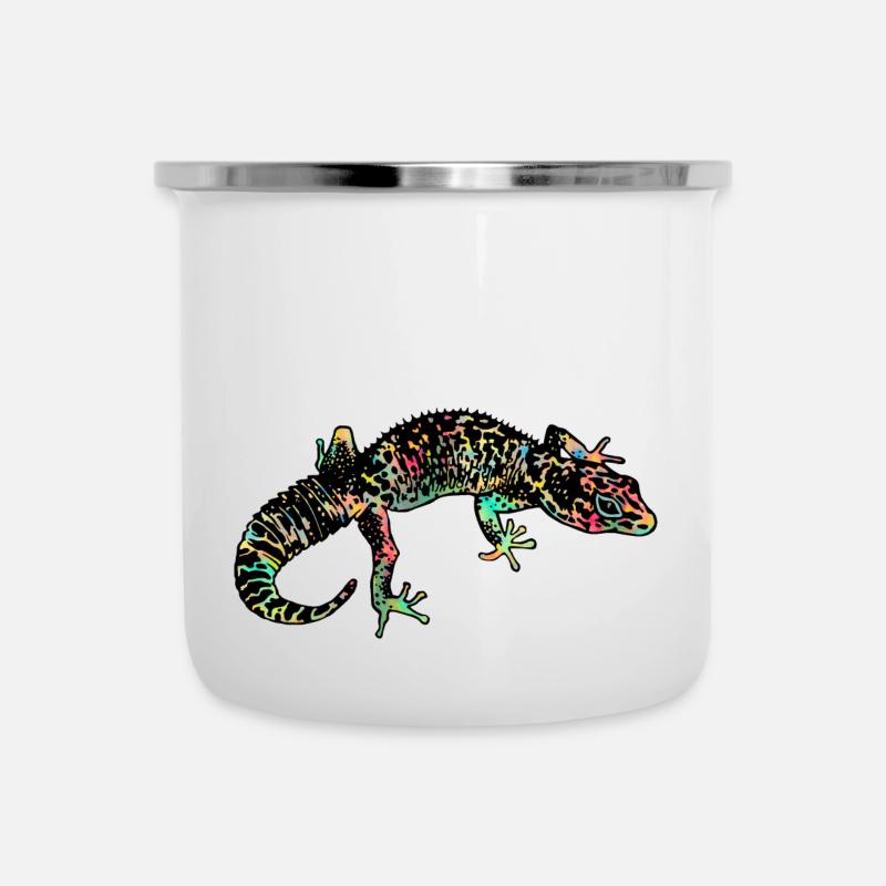 leoGecko - Emaille-Tasse - Weiß