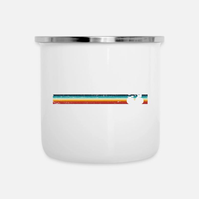 Vélo rétro sur des rayures arc-en-ciel - Tasse émaillée - blanc