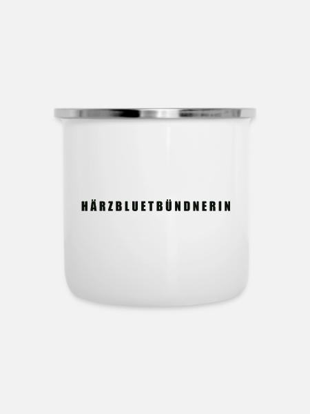 Härzbluetbündnerin Bündnerin Graubünden - Emaille-Tasse - Weiß