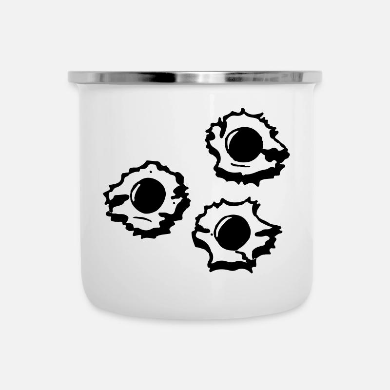 Schusslöcher - Emaille-Tasse - Weiß