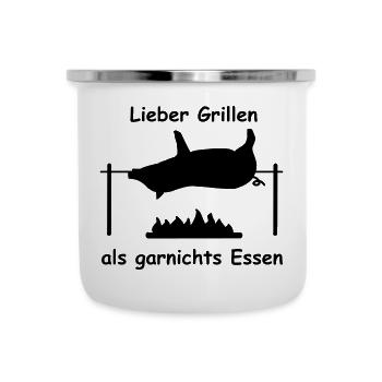 spanferkel grillen speise - Emaille-Tasse - Weiß - Vorne