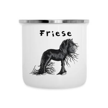 Niedliches Friesenpferd - Emaille-Tasse - Weiß - Vorne