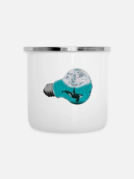 Ozeanscherbe im Ork-Stil - Emaille-Tasse - Weiß