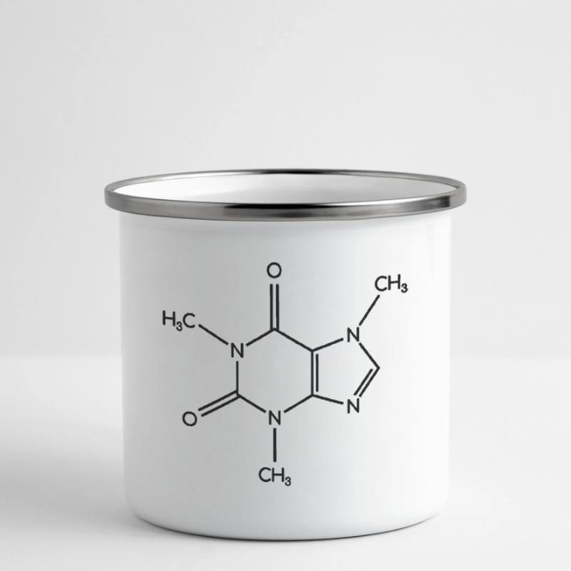 Molécule de caféine - Formule de structure Tasse émaillée