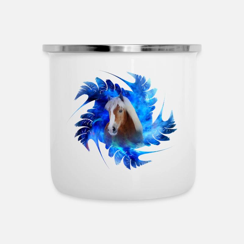 Haflinger Ibiza - Emaille-Tasse - Weiß