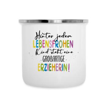 Großartige Erzieherin - Emaille-Tasse - Weiß - Vorne