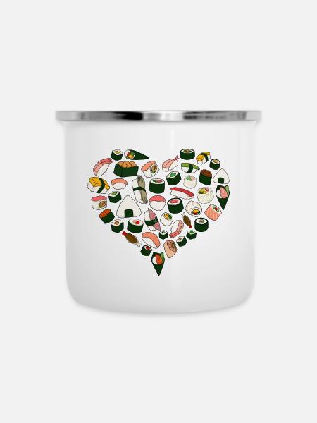 sushi love - Emaille-Tasse - Weiß