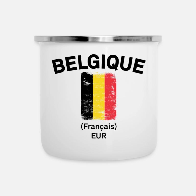 Bande grunge du drapeau belge - Tasse émaillée - blanc