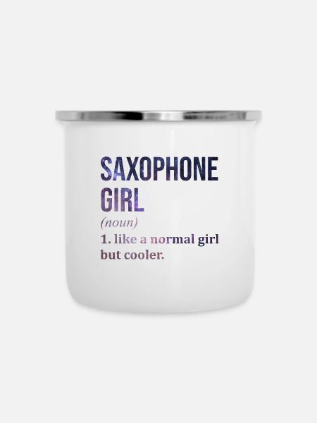 Saxophon Saxophon Saxophon - Emaille-Tasse - Weiß