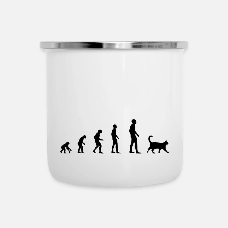 Katze – Evolution - Emaille-Tasse - Weiß