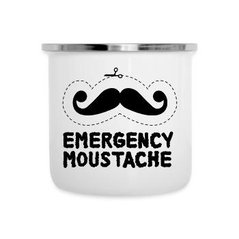 Schnurrbart - Emaille-Tasse - Weiß - Vorne