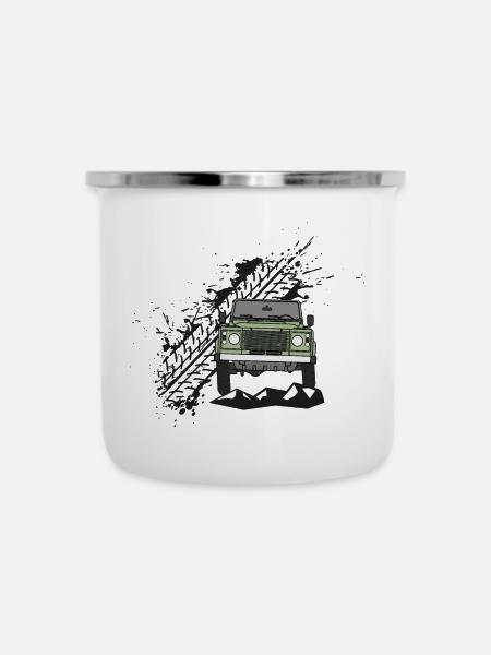 Defender Splash Front - Emaille-Tasse - Weiß