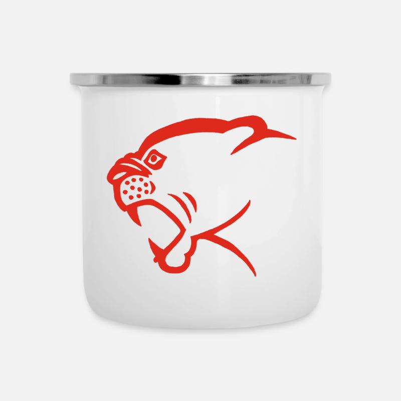 Tête de panthère rouge - Tasse émaillée - blanc