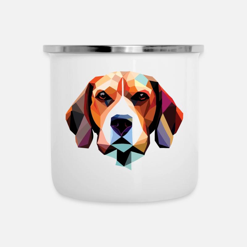 Polygone de chien beagle - Tasse émaillée - blanc