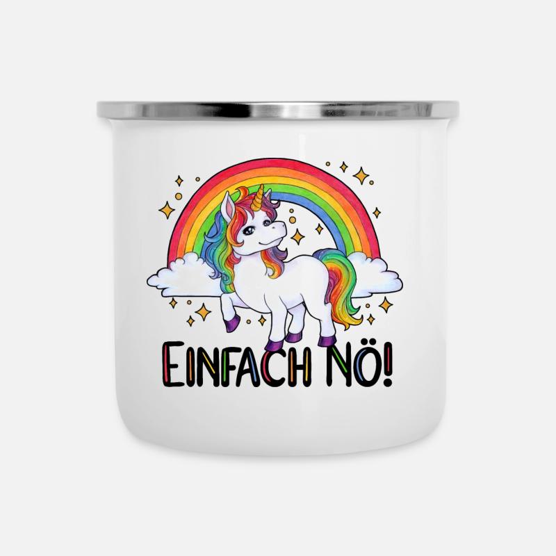 Einfach Nö! Lustiges Einhorn Regenbogen Geschenk - Emaille-Tasse - Weiß