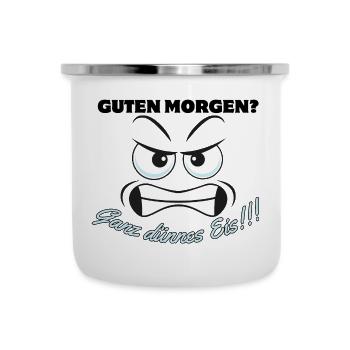 Wütendes Eisbär Motiv mit Spruch - Emaille-Tasse - Weiß - Vorne
